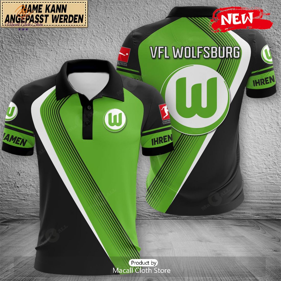 Personalized Bundesliga VfL Wolfsburg Polo Shirt Personalized Bundesliga VfL Wolfsburg Polo Shirt