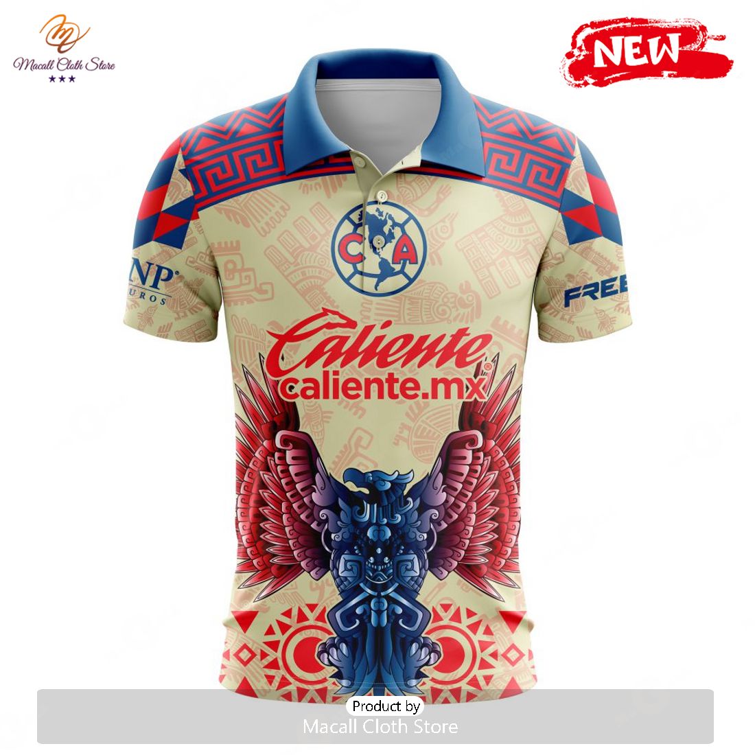 Personalized LIGA MX Club America 2023 - 2024 Home Aztec Design Polo Shirt Personalized LIGA MX Club America 2023 - 2024 Home Aztec Design Polo Shirt