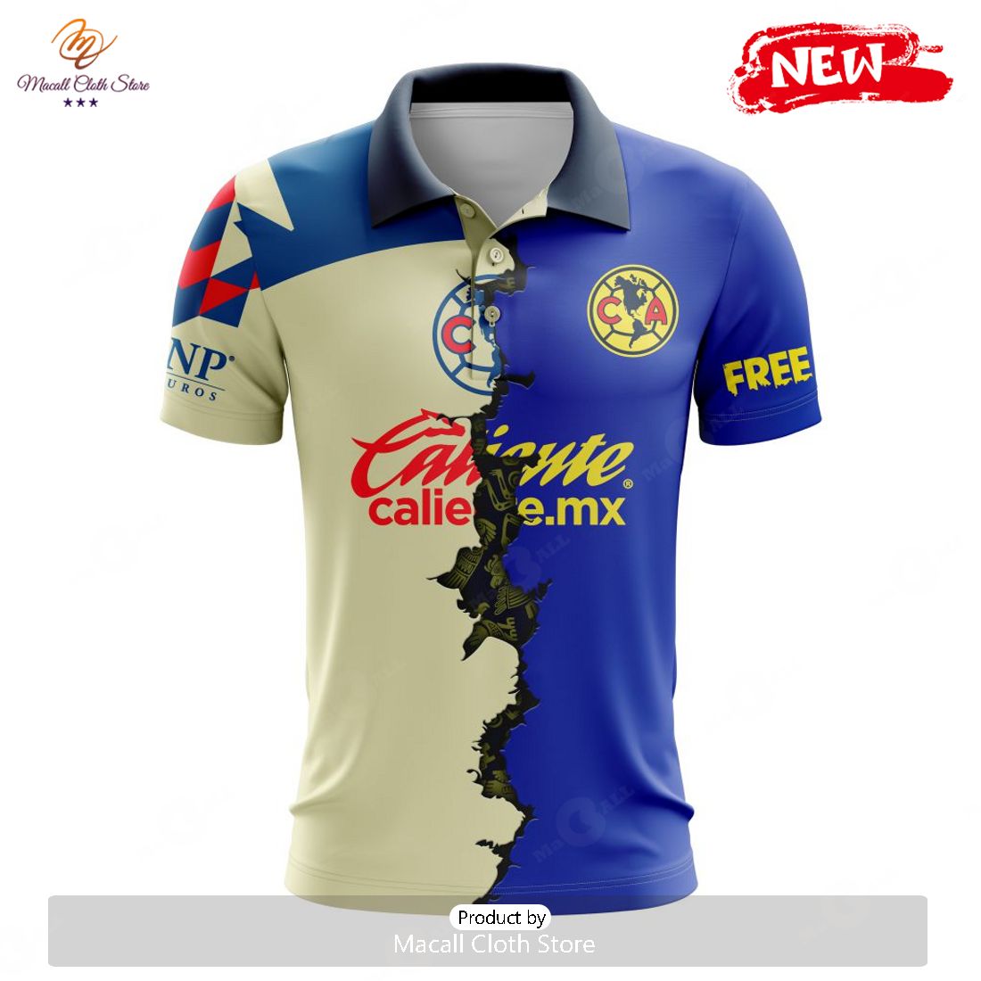 Personalized LIGA MX Club America 2023 - 2024 Home Mix Away Polo Shirt Personalized LIGA MX Club America 2023 - 2024 Home Mix Away Polo Shirt