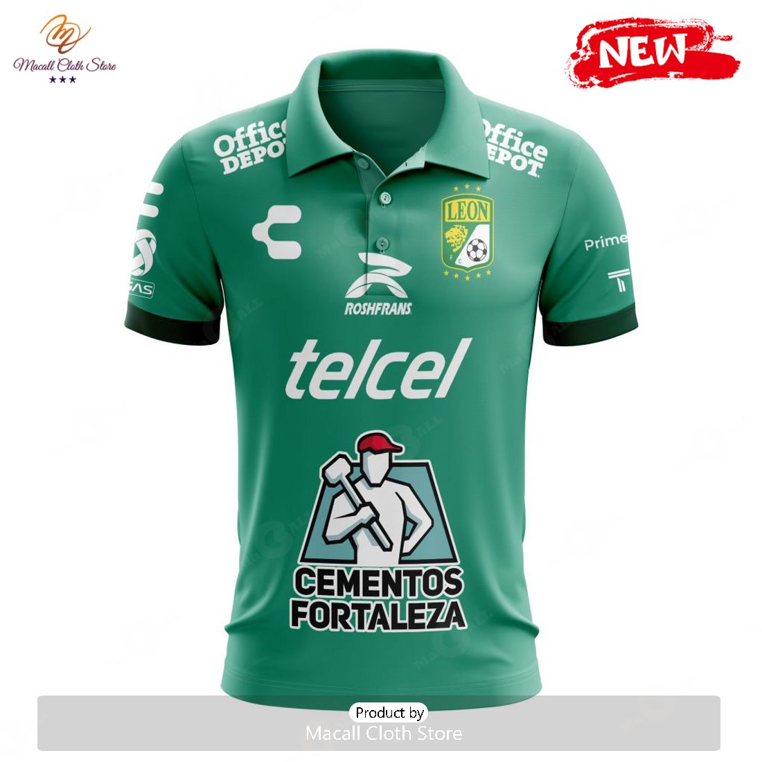 Personalized LIGA MX Club Leon 2023 - 2024 Home Polo Shirt Personalized LIGA MX Club Leon 2023 - 2024 Home Polo Shirt