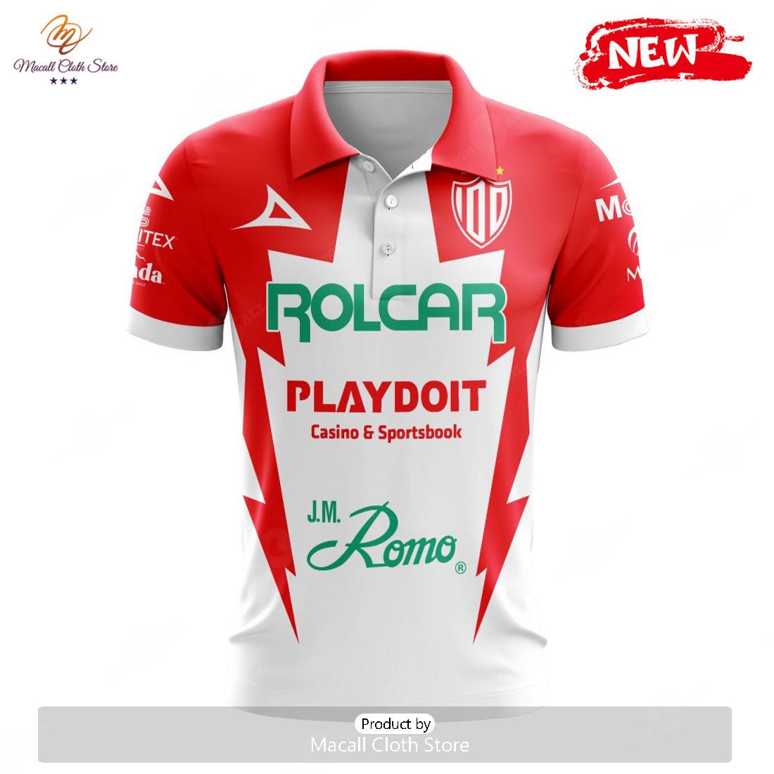 Personalized LIGA MX Club Necaxa 2023 - 2024 Home Polo Shirt Personalized LIGA MX Club Necaxa 2023 - 2024 Home Polo Shirt