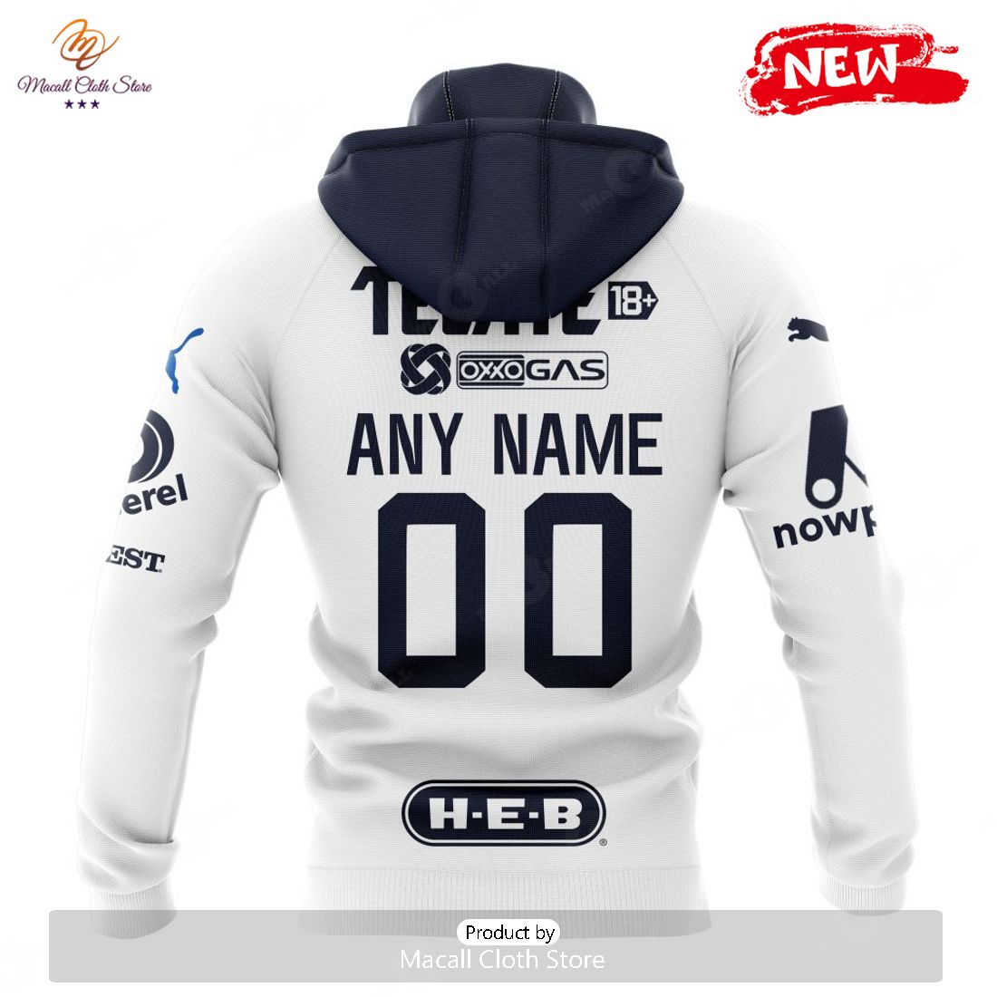 Personalized LIGA MX C.F. Monterrey 2023 - 2024 Away Kits Hoodie Sweatshirt 3D Personalized LIGA MX C.F. Monterrey 2023 - 2024 Away Kits Hoodie Sweatshirt 3D