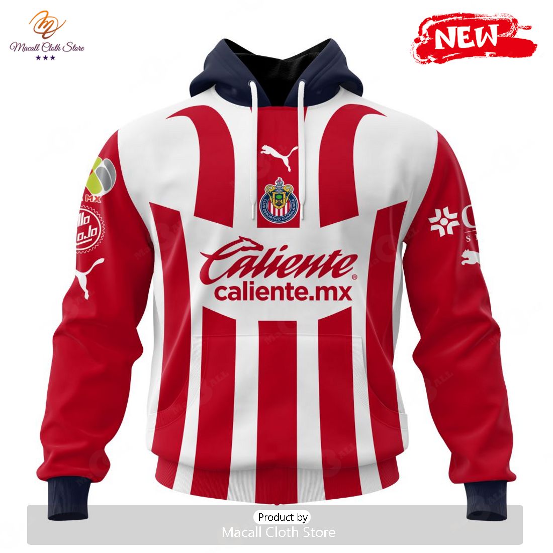 Personalized LIGA MX Chivas De Guadalajara 2023-2024 Home Kits Hoodie Sweatshirt 3D Personalized LIGA MX Chivas De Guadalajara 2023-2024 Home Kits Hoodie Sweatshirt 3D