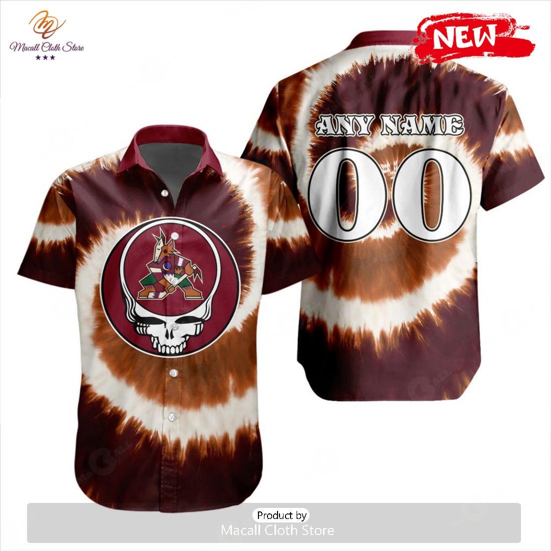 Personalized NHL Arizona Coyotes Special Grateful Dead Tie-Dye Design Hawaiian Shirt Personalized NHL Arizona Coyotes Special Grateful Dead Tie-Dye Design Hawaiian Shirt