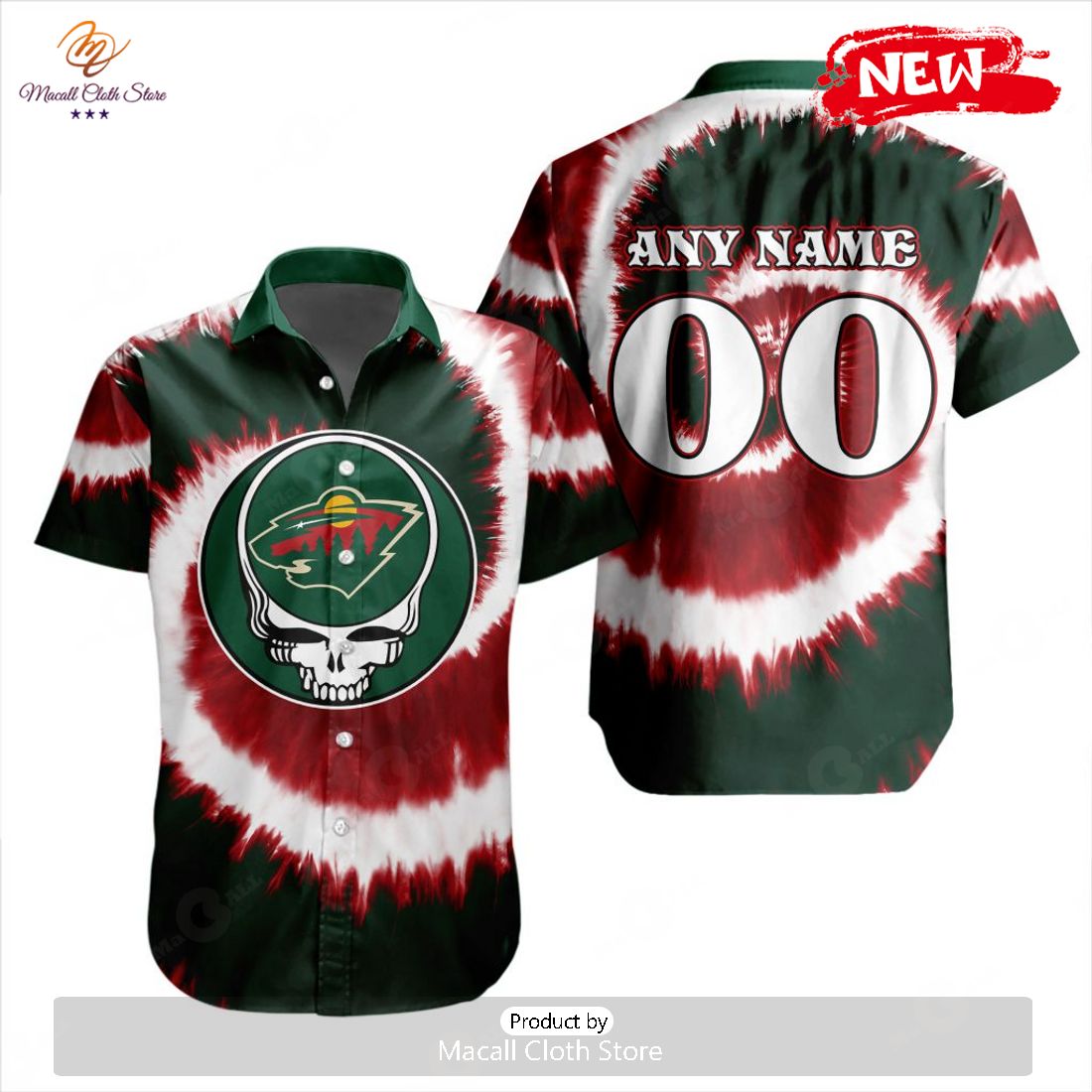 Personalized NHL Minnesota Wild Special Grateful Dead Tie-Dye Design Hawaiian Shirt