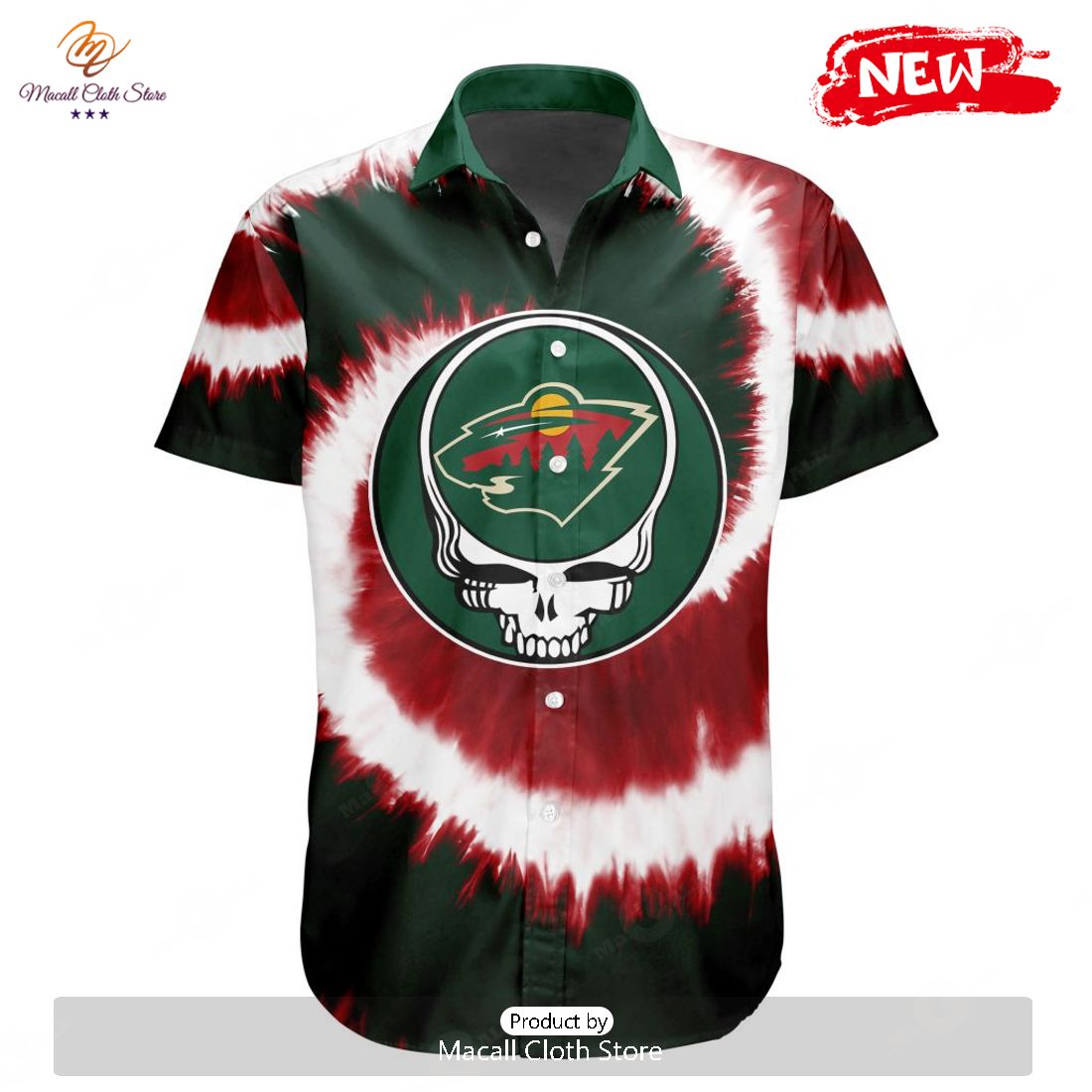 Personalized NHL Minnesota Wild Special Grateful Dead Tie-Dye Design Hawaiian Shirt