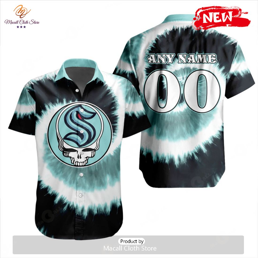 Personalized NHL Seattle Kraken Special Grateful Dead Tie-Dye Design Hawaiian Shirt Personalized NHL Seattle Kraken Special Grateful Dead Tie-Dye Design Hawaiian Shirt