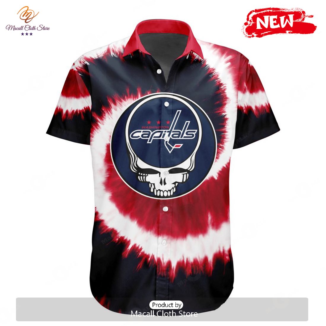 Personalized NHL Washington Capitals Special Grateful Dead Tie-Dye Design Hawaiian Shirt