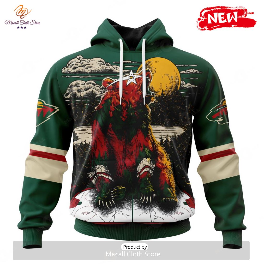 Personalized NHL Minnesota Wild Special Mascot Art Design Hoodie Sweatshirt 3D Personalized NHL Minnesota Wild Special Mascot Art Design Hoodie Sweatshirt 3D