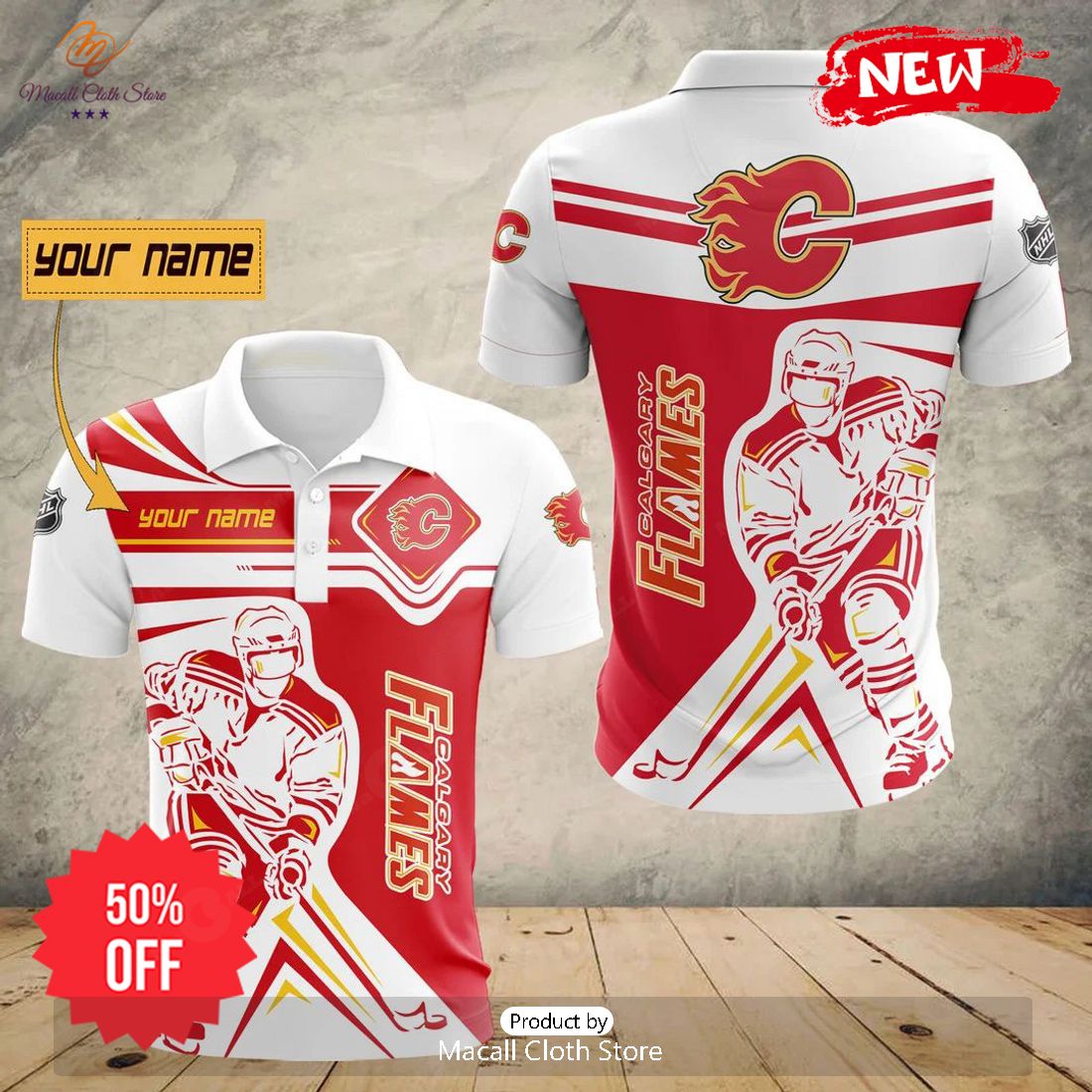 Personalized NHL Calgary Flames Special Polo Concept Personalized NHL Calgary Flames Special Polo Concept