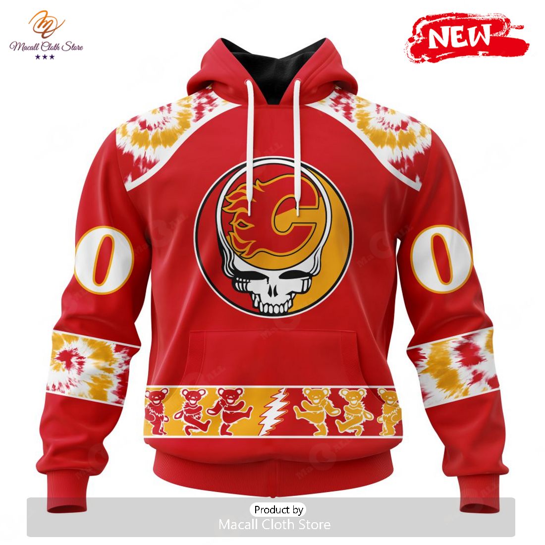 Personalized NHL Calgary Flames Special Grateful Dead Design Hoodie Sweatshirt 3D Personalized NHL Calgary Flames Special Grateful Dead Design Hoodie Sweatshirt 3D