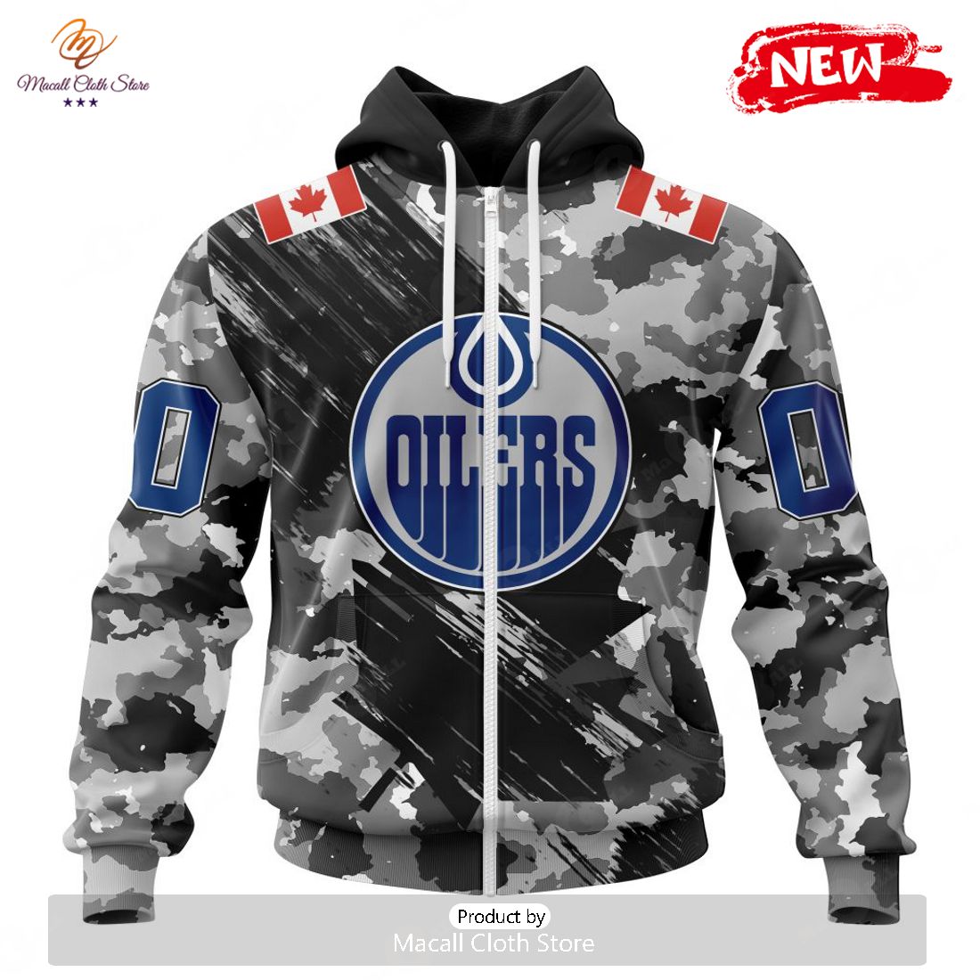 Custom NHL Edmonton Oilers Hunting Camouflage Design Hoodie