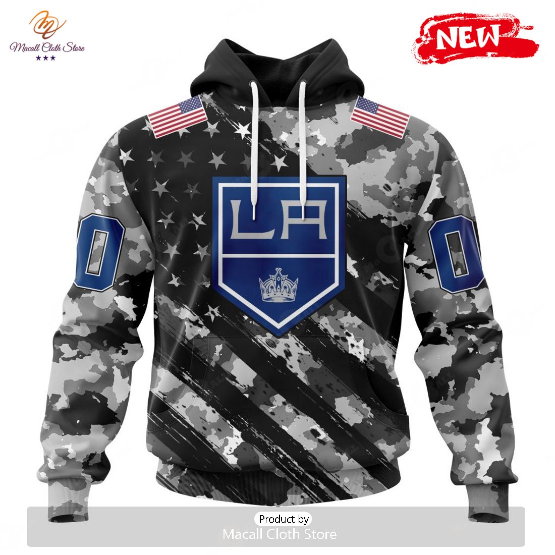 Personalized NHL Los Angeles Kings Special Camo Military Design Hoodie Sweatshirt 3D