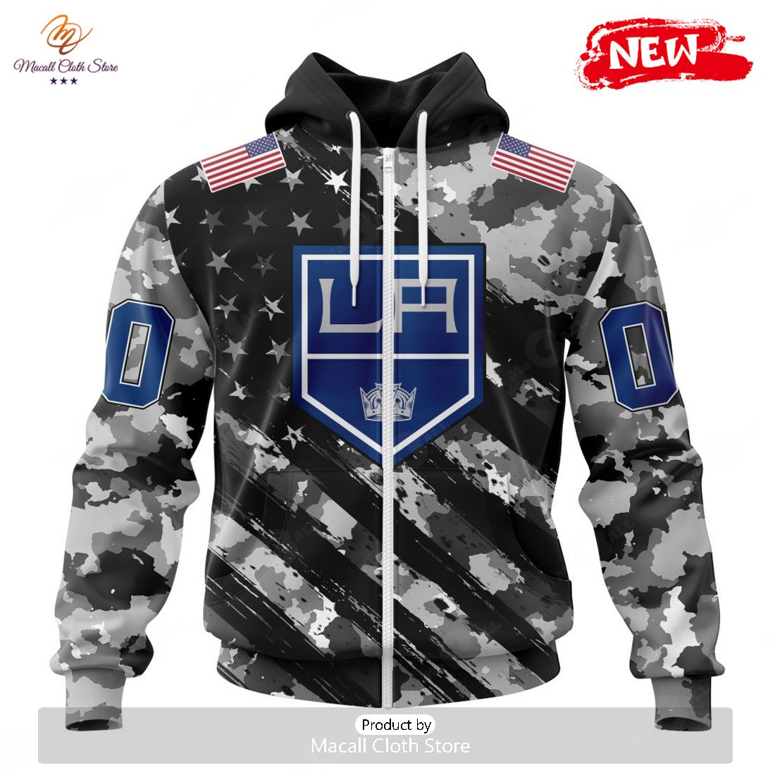 Personalized NHL Los Angeles Kings Special Camo Military Design Hoodie Sweatshirt 3D