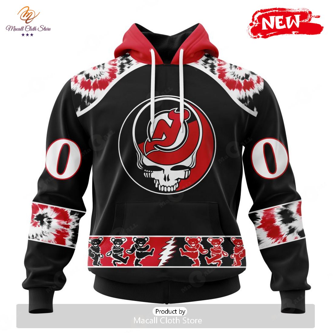 Personalized NHL New Jersey Devils Special Grateful Dead Design Hoodie Sweatshirt 3D