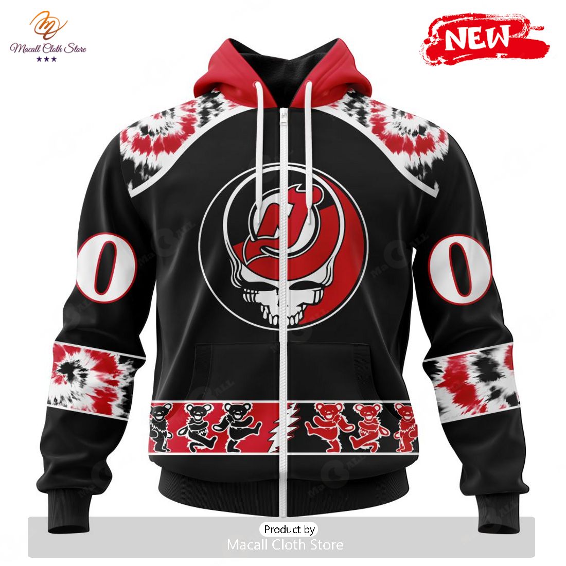 Personalized NHL New Jersey Devils Special Grateful Dead Design Hoodie Sweatshirt 3D