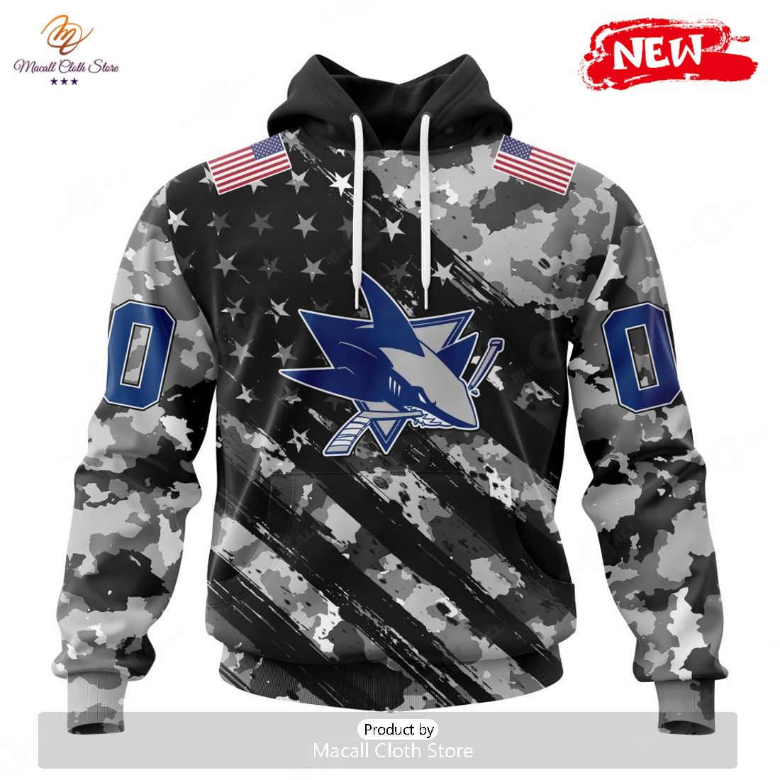 Personalized NHL San Jose Sharks Special Camo Military Design Hoodie Sweatshirt 3D Personalized NHL San Jose Sharks Special Camo Military Design Hoodie Sweatshirt 3D