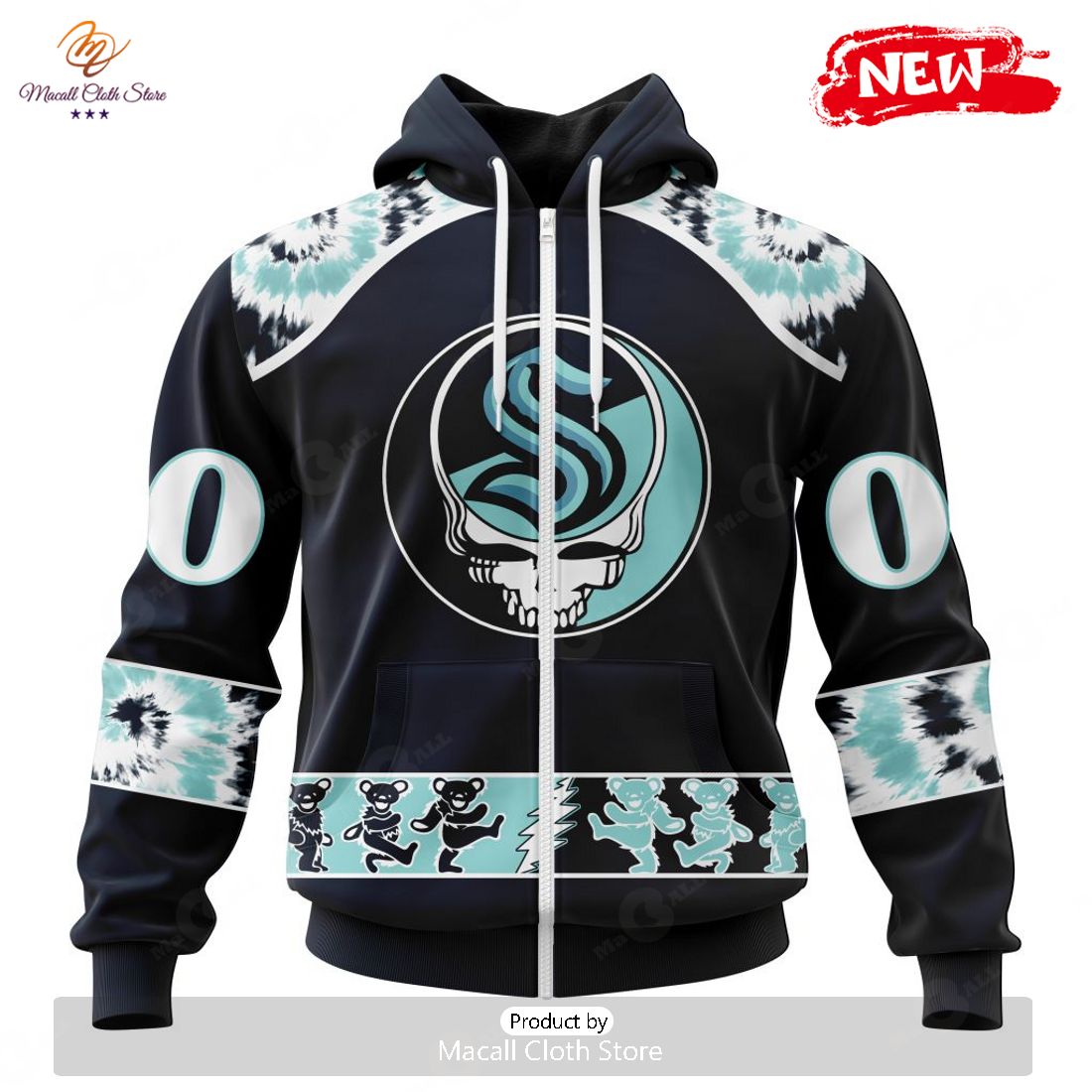Personalized NHL Seattle Kraken Special Grateful Dead Design Hoodie Sweatshirt 3D