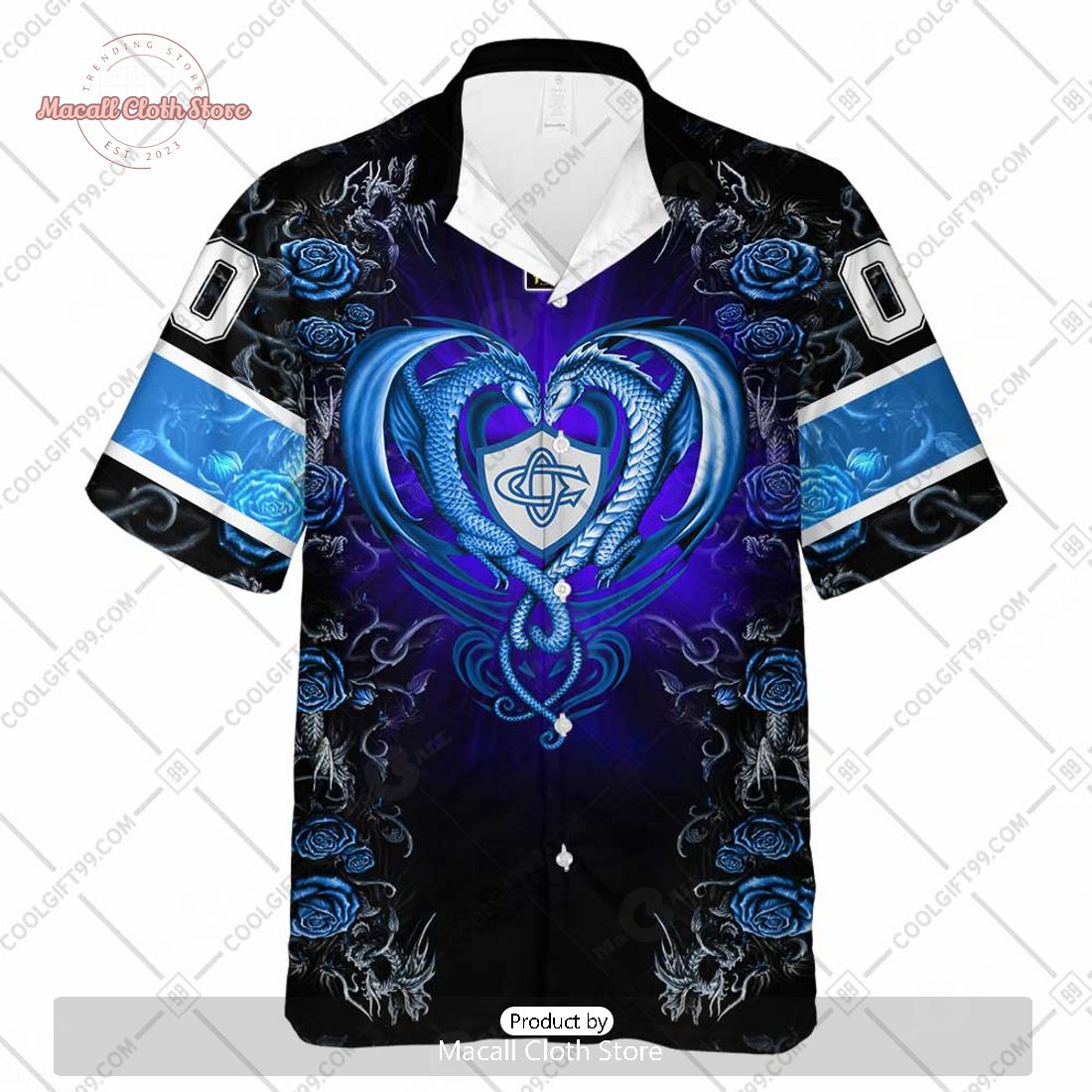 Personalized Castres Olympique Rugby Rose Dragons Design Hawaiian Shirt