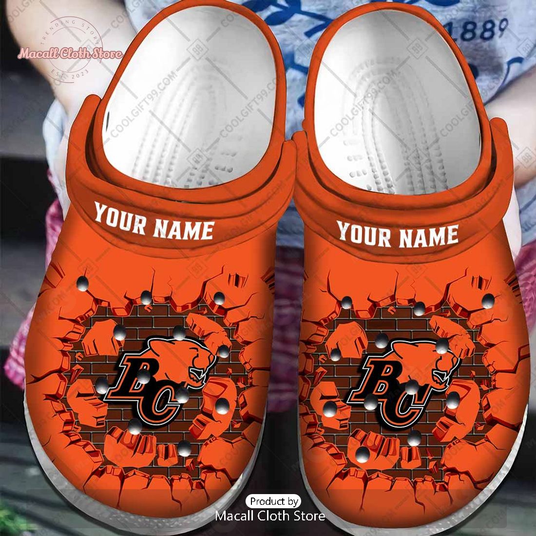 Personalized CFL BC Lions Broken Wall Crocs Personalized CFL BC Lions Broken Wall Crocs
