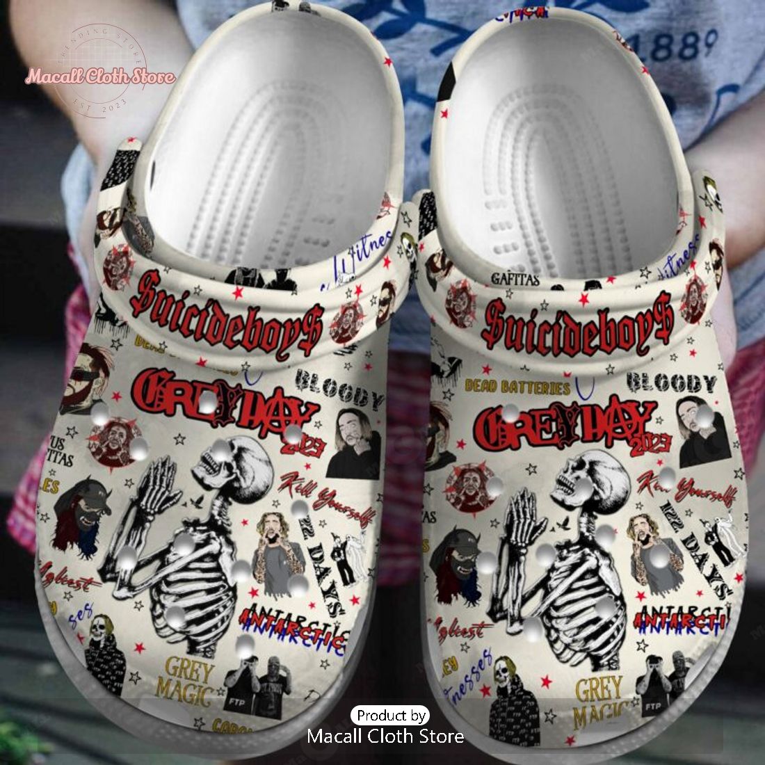 Suicideboys Grey Day 2023 Luxury Skull White Crocs Suicideboys Grey Day 2023 Luxury Skull White Crocs
