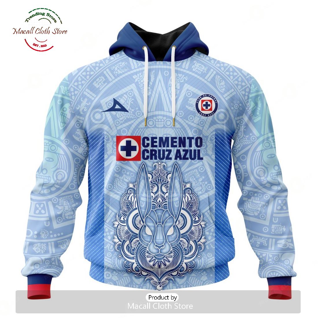 Personalized LIGA MX Cruz Azul 2023 - 2024 Away Aztec Design Hoodie Sweatshirt 3D Personalized LIGA MX Cruz Azul 2023 - 2024 Away Aztec Design Hoodie Sweatshirt 3D