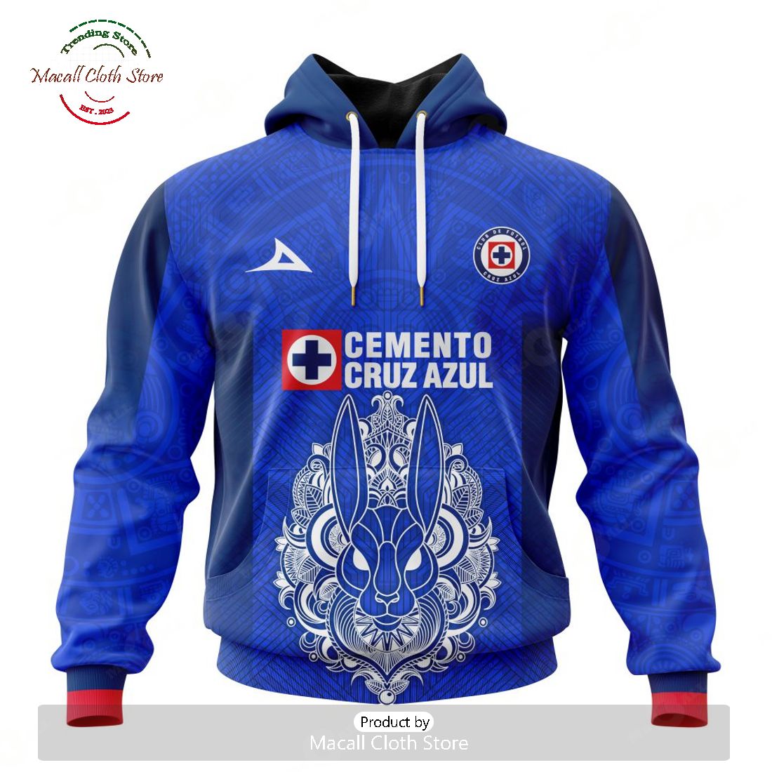 Personalized LIGA MX Cruz Azul 2023 - 2024 Home Aztec Design Hoodie Sweatshirt 3D Personalized LIGA MX Cruz Azul 2023 - 2024 Home Aztec Design Hoodie Sweatshirt 3D