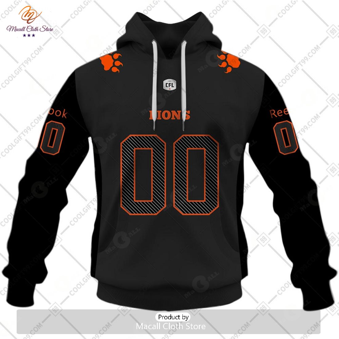 Personalized CFL BC Lions Away Jersey Style Hoodie - Torunstyle