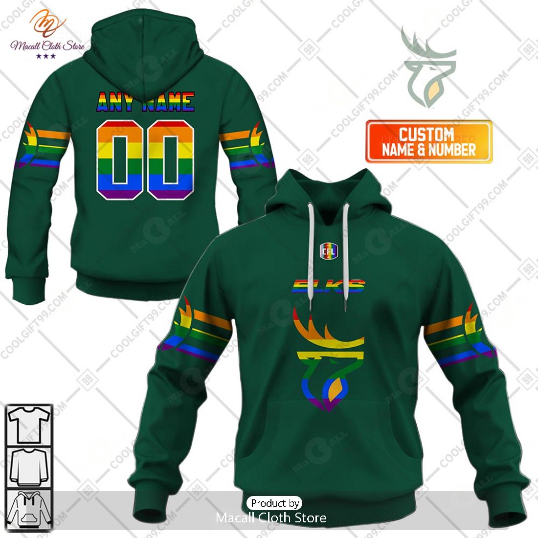 Personalized CFL Edmonton Elks Rainbow Logo Jersey Style Hoodie Sweatshirt 3D Personalized CFL Edmonton Elks Rainbow Logo Jersey Style Hoodie Sweatshirt 3D