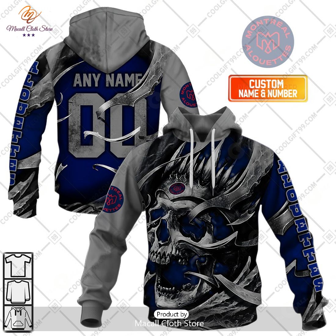 Personalized CFL Montreal Alouettes Metal Skull Hoodie Sweatshirt 3D Personalized CFL Montreal Alouettes Metal Skull Hoodie Sweatshirt 3D