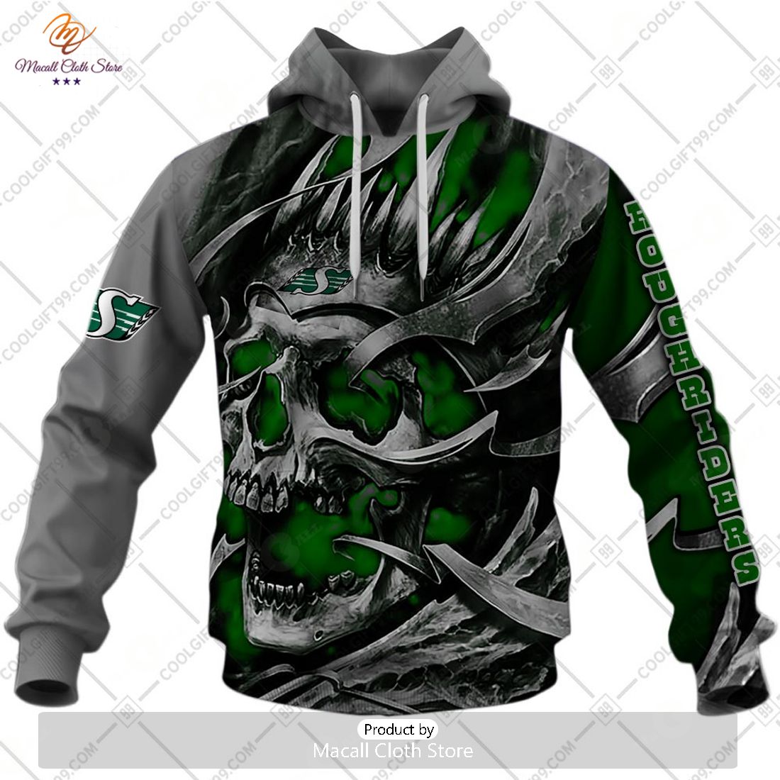 Personalized CFL Saskatchewan Roughriders Metal Skull Hoodie Sweatshirt 3D