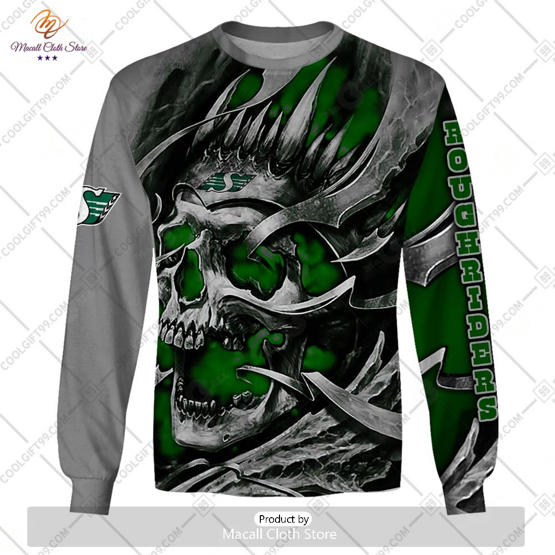 Personalized CFL Saskatchewan Roughriders Metal Skull Hoodie Sweatshirt 3D Personalized CFL Saskatchewan Roughriders Metal Skull Hoodie Sweatshirt 3D