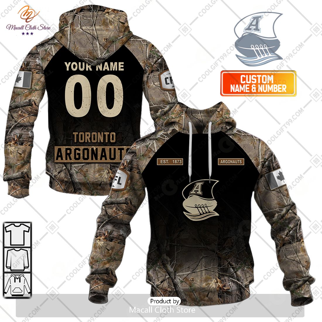 Personalized CFL Toronto Argonauts Huting Camouflage Style Hoodie Sweatshirt 3D Personalized CFL Toronto Argonauts Huting Camouflage Style Hoodie Sweatshirt 3D
