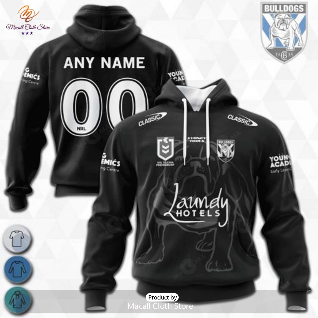 Personalized NRL Canterbury Bankstown Bulldogs Monochrome Design Hoodie Sweatshirt 3D Personalized NRL Canterbury Bankstown Bulldogs Monochrome Design Hoodie Sweatshirt 3D
