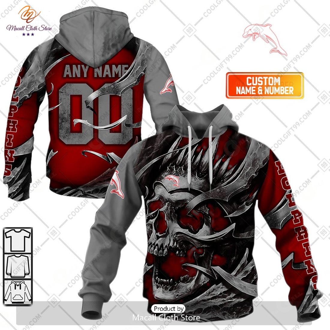 Personalized NRL Dolphins Metal Skull Hoodie Sweatshirt 3D Personalized NRL Dolphins Metal Skull Hoodie Sweatshirt 3D