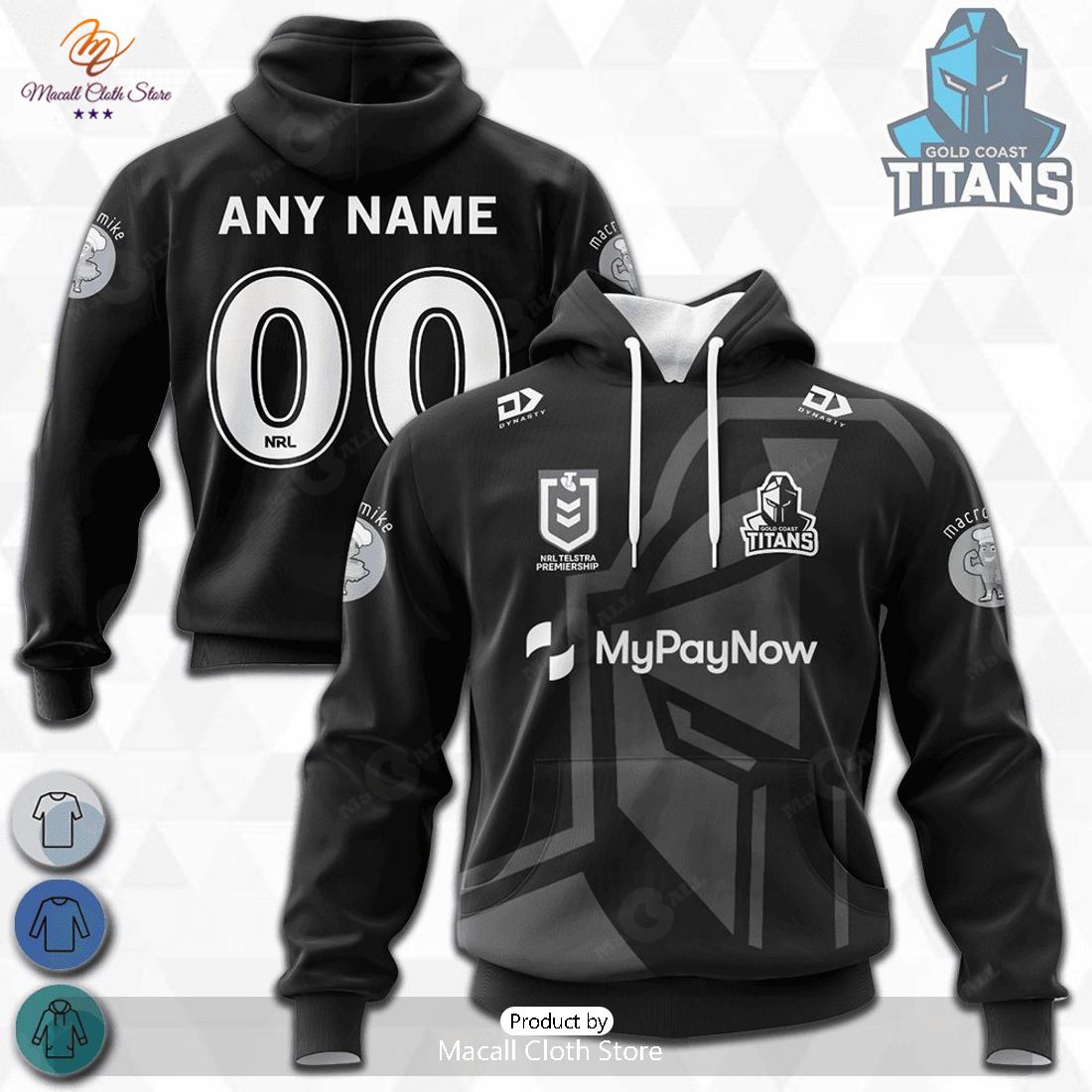 Personalized NRL Gold Coast Titans Monochrome Design Hoodie Sweatshirt 3D