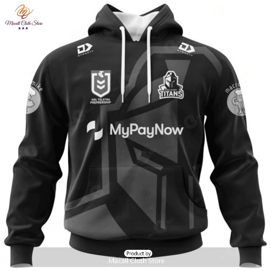Personalized NRL Gold Coast Titans Monochrome Design Hoodie Sweatshirt 3D