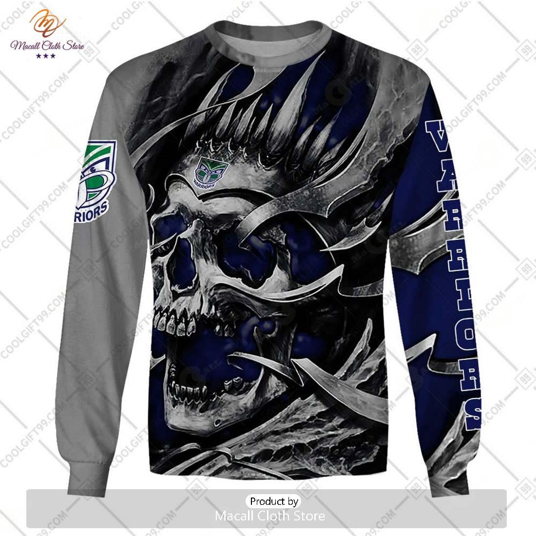Personalized NRL New Zealand Warriors Metal Skull Hoodie Sweatshirt 3D