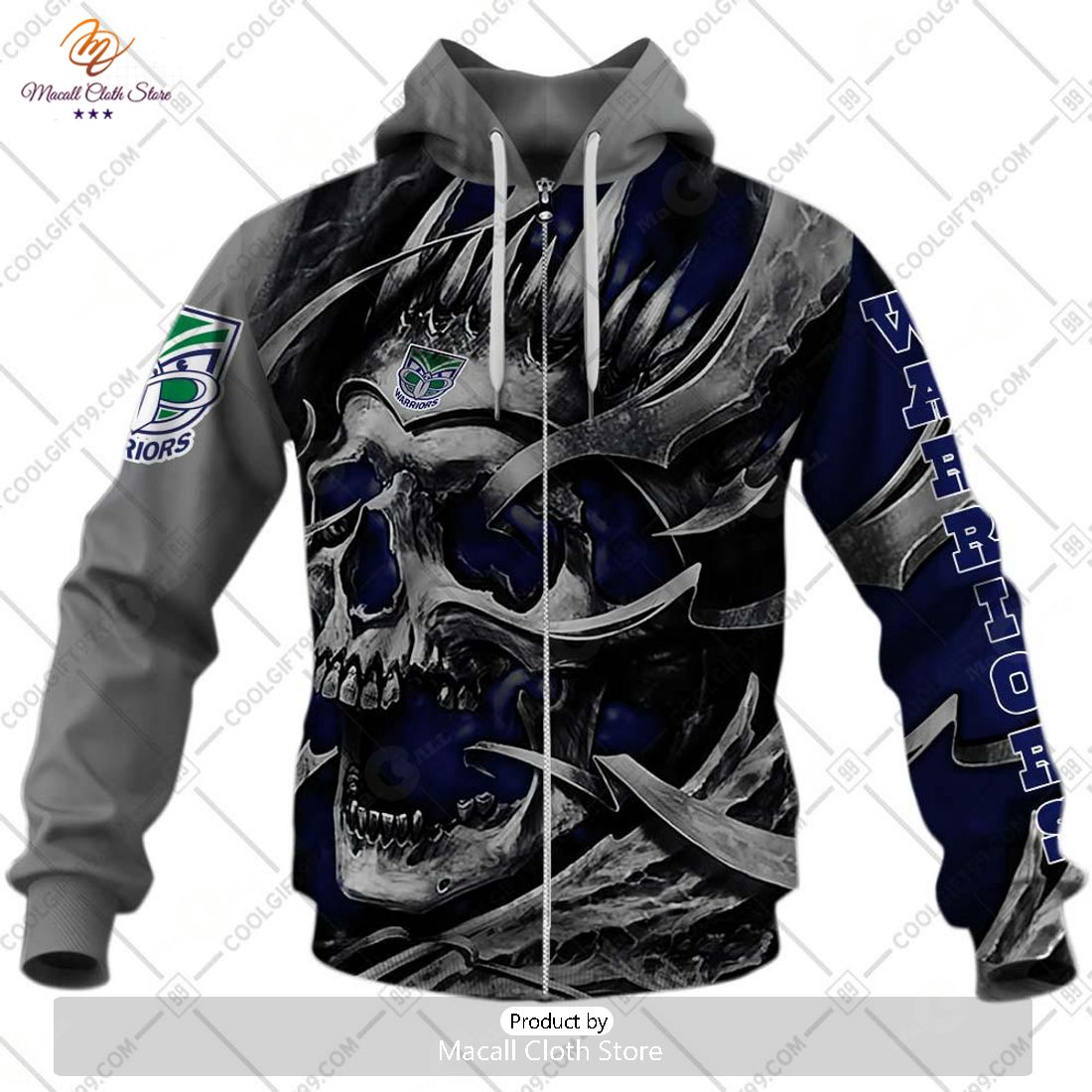 Personalized NRL New Zealand Warriors Metal Skull Hoodie Sweatshirt 3D