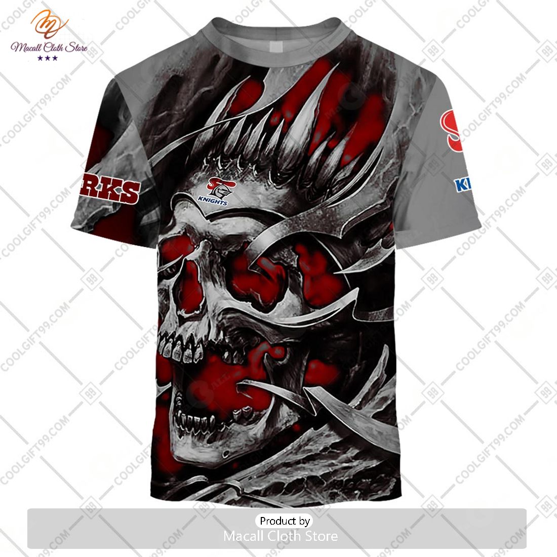 Personalized NRL Newcastle Knights Metal Skull Hoodie Sweatshirt 3D