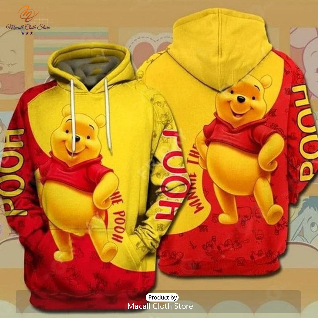 Pooh and Friends Design Hoodie Sweatshirt 3D Pooh and Friends Design Hoodie Sweatshirt 3D