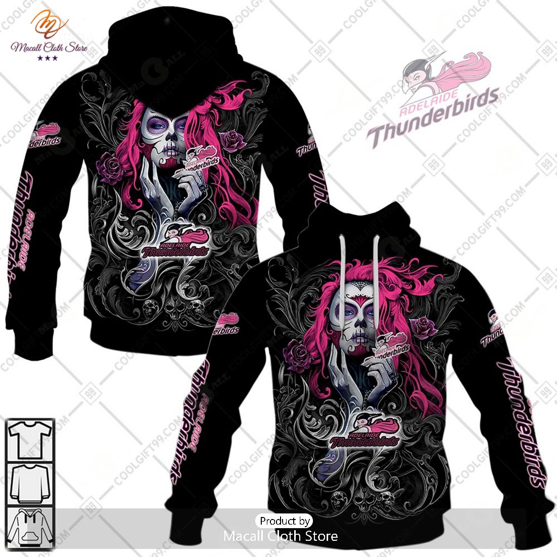 Netball AU Adelaide Thunderbirds Tattoo Girl Design Hoodie Sweatshirt 3D Netball AU Adelaide Thunderbirds Tattoo Girl Design Hoodie Sweatshirt 3D