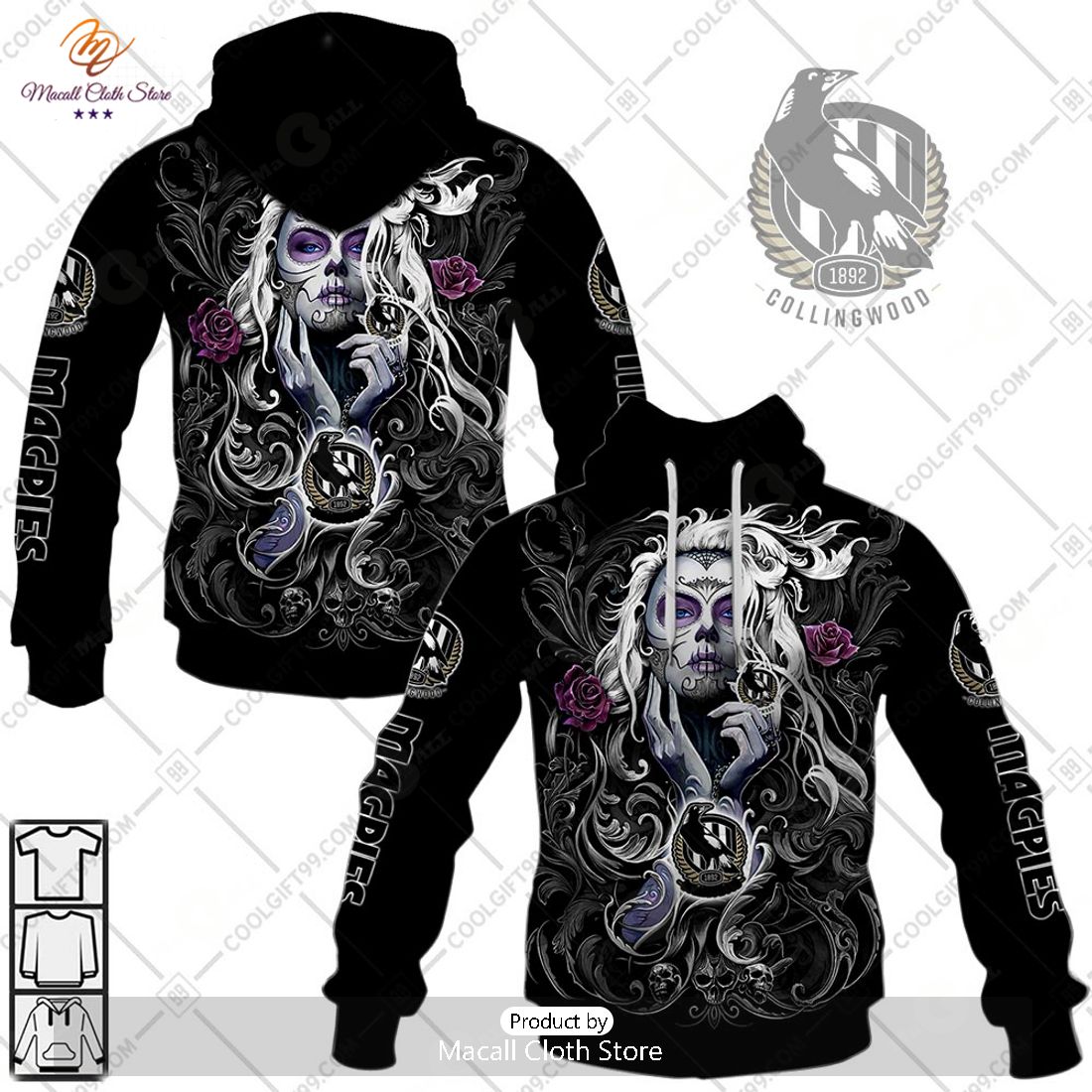 Netball AU Collingwood Magpies Tattoo Girl Design Hoodie Sweatshirt 3D Netball AU Collingwood Magpies Tattoo Girl Design Hoodie Sweatshirt 3D