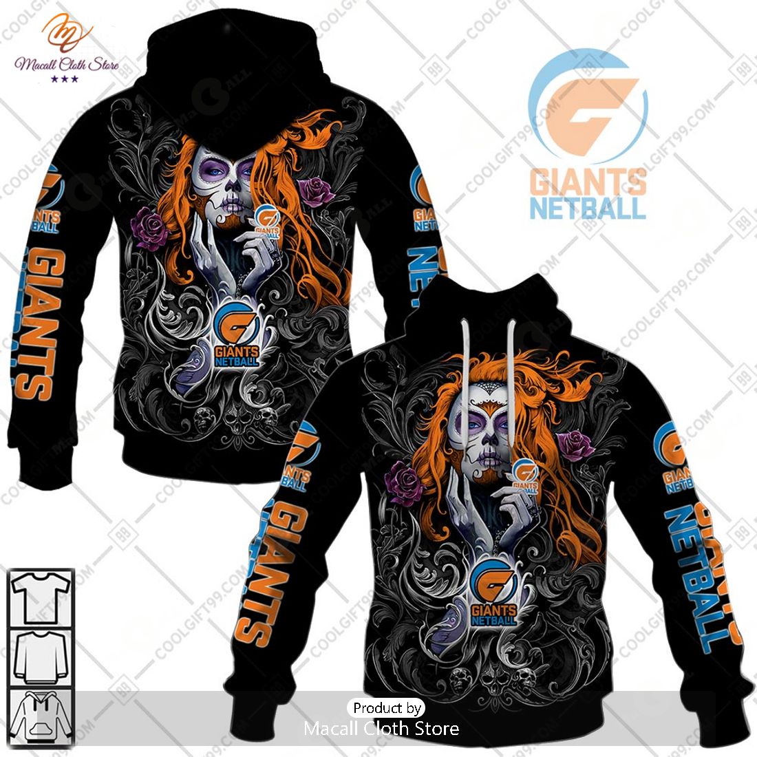 Netball AU Giants Tattoo Girl Design Hoodie Sweatshirt 3D Netball AU Giants Tattoo Girl Design Hoodie Sweatshirt 3D