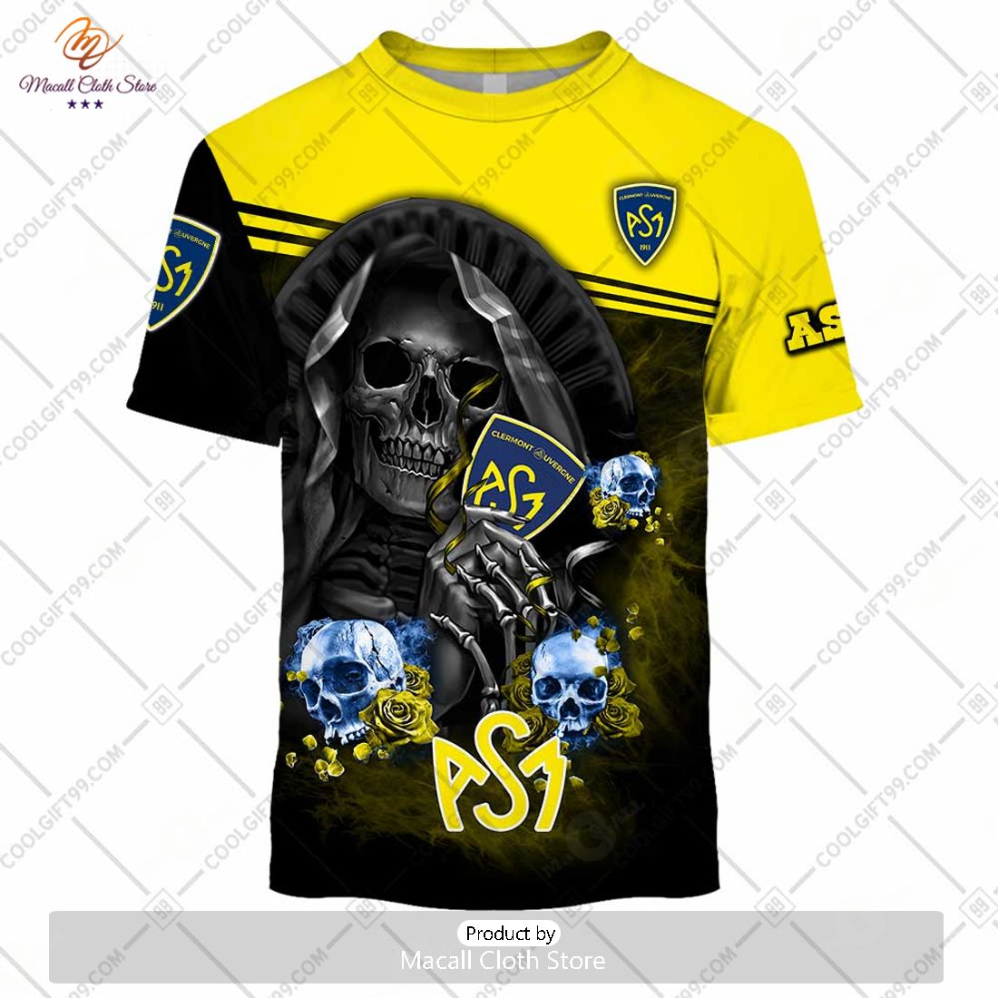 Personalized ASM Clermont Auvergne Rugby Skull Death Design Hoodie Sweatshirt 3D Personalized ASM Clermont Auvergne Rugby Skull Death Design Hoodie Sweatshirt 3D