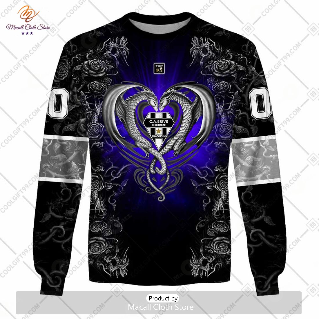 Personalized CA Brive Rugby Rugby Rose Dragons Design Hoodie Sweatshirt 3D Personalized CA Brive Rugby Rugby Rose Dragons Design Hoodie Sweatshirt 3D