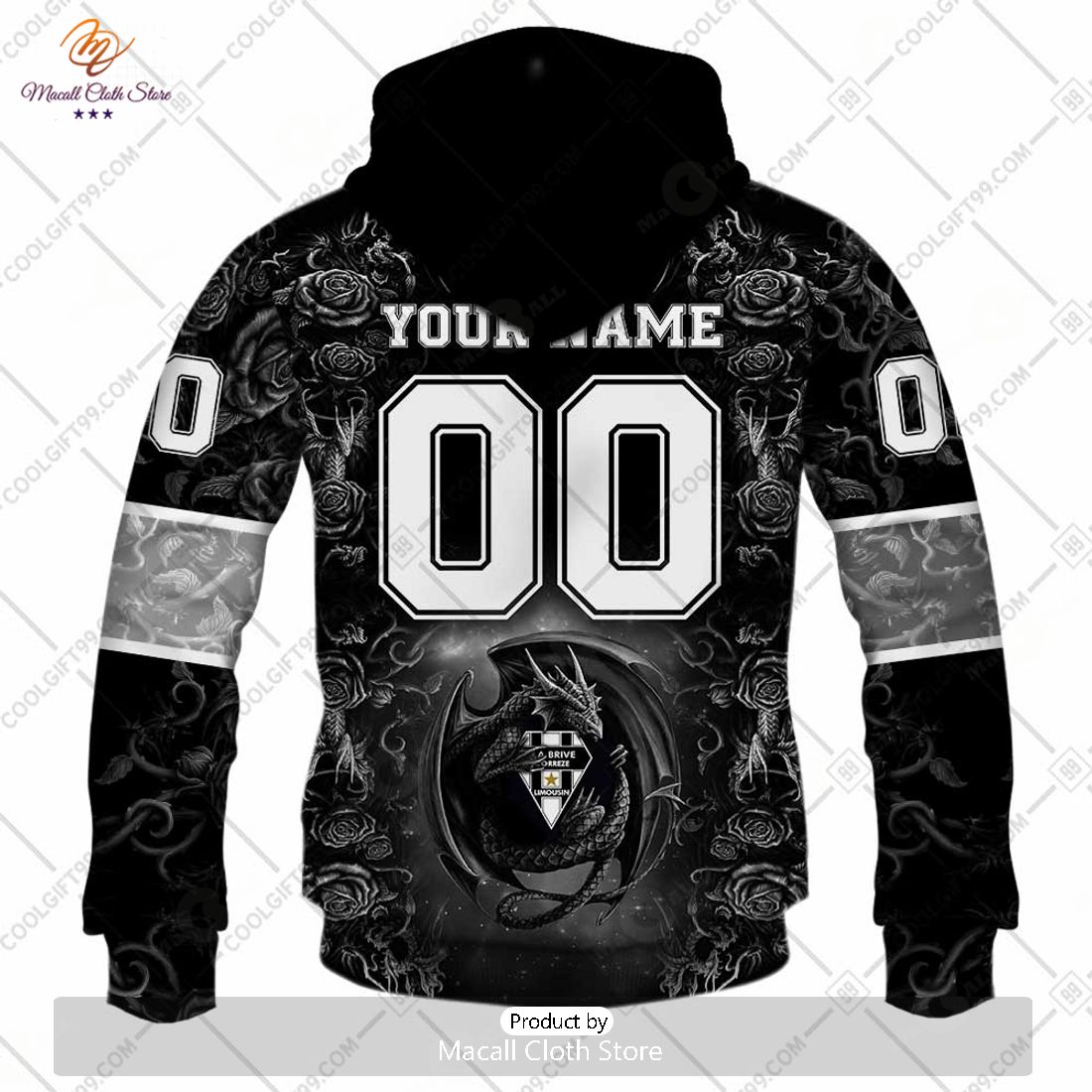 Personalized CA Brive Rugby Rugby Rose Dragons Design Hoodie Sweatshirt 3D Personalized CA Brive Rugby Rugby Rose Dragons Design Hoodie Sweatshirt 3D