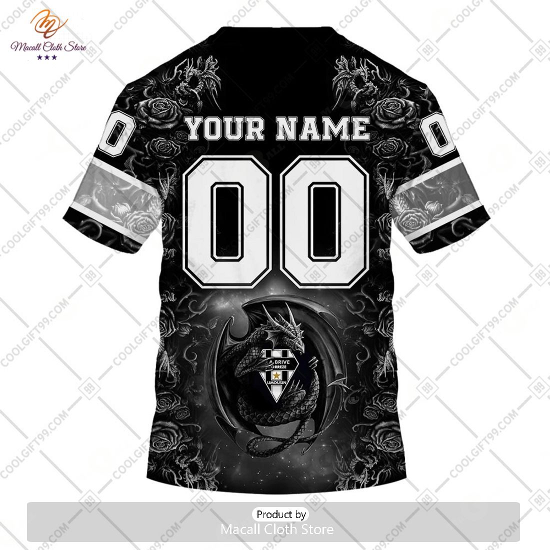 Personalized CA Brive Rugby Rugby Rose Dragons Design Hoodie Sweatshirt 3D Personalized CA Brive Rugby Rugby Rose Dragons Design Hoodie Sweatshirt 3D