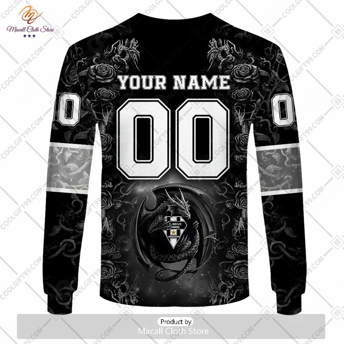 Personalized CA Brive Rugby Rugby Rose Dragons Design Hoodie Sweatshirt 3D Personalized CA Brive Rugby Rugby Rose Dragons Design Hoodie Sweatshirt 3D