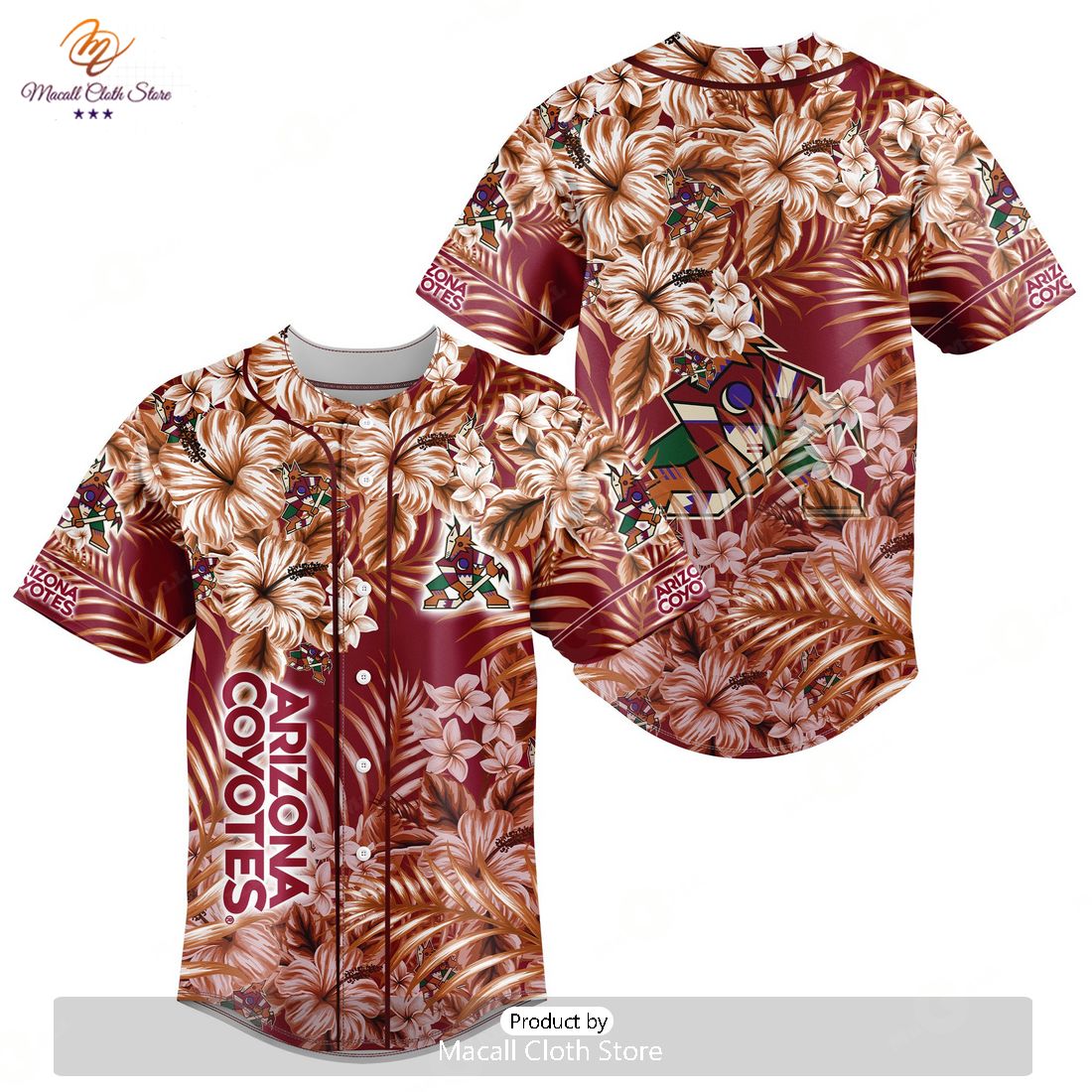 NHL Arizona Coyotes Special Hawaiian Design Baseball Jersey